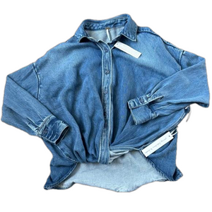 NWT Young Fabulous and Broke Denim Button Down Long Sleeve Top sz XS